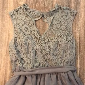 Silver/ grey scalloped lace chiffon dress
